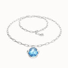 Long necklace with large blue oval faceted crystal